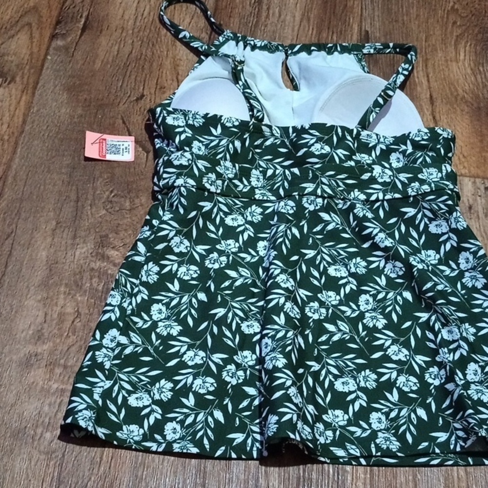 Floral Green Women's Swim Top - Picture 2 of 2